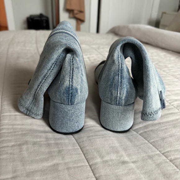 Blue Denim Ankle Boots with Black Toe Cap - Picture 8 of 11